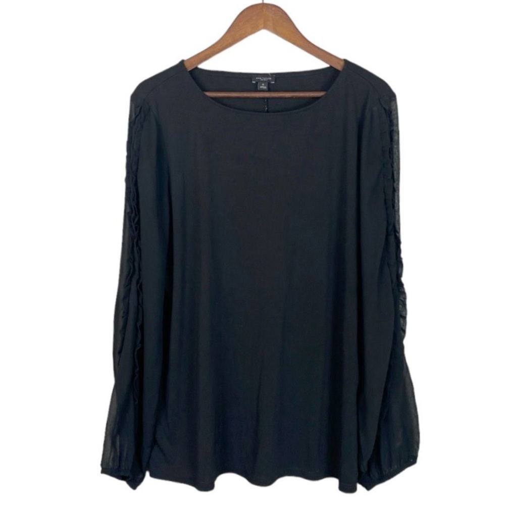 Ann Taylor Ruffle Sleeve Popover Top Blouse Size XL